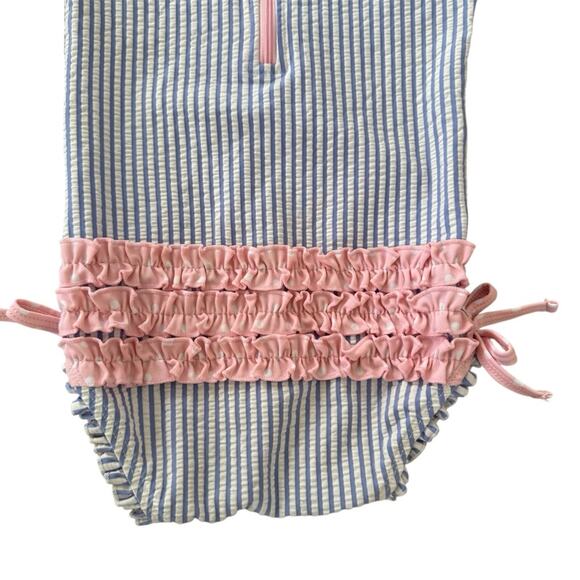 Ruffle Butts Seersucker Long Sleeve Rash
Guard Periwinkle Blue Pink Size 12-18M - Picture 5 of 7